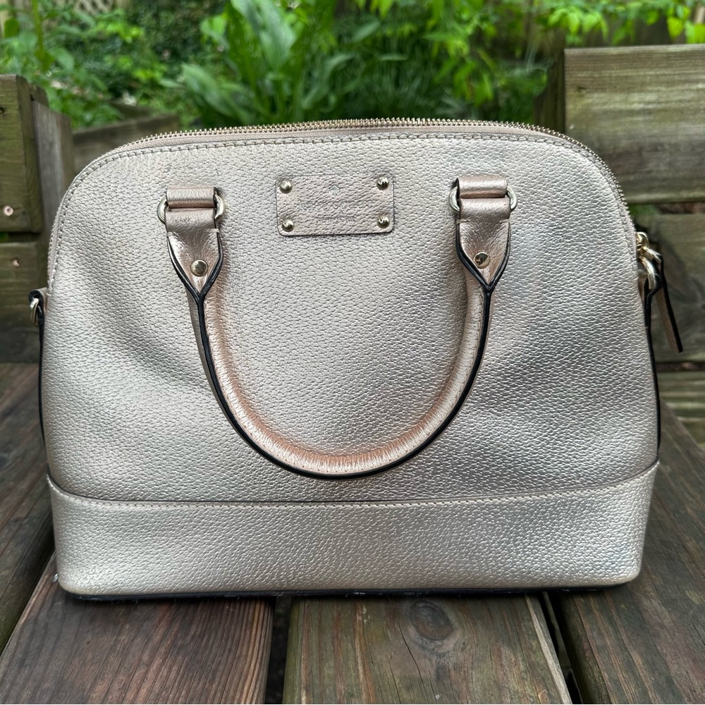 Kate Spade Wellesley Rachelle Satchel Rose Gold Pebbled Leather‎ Purse Handbag